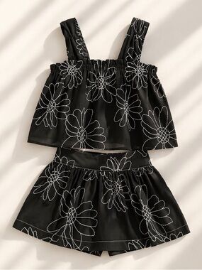 Zara Girls Floral Embroidery Skirt Set